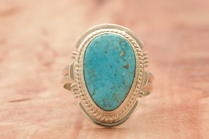 Genuine Turquoise Sterling Silver Navajo Ring